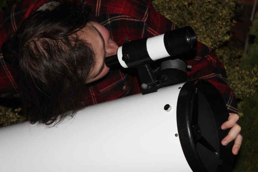 lining up the telescope with the finder